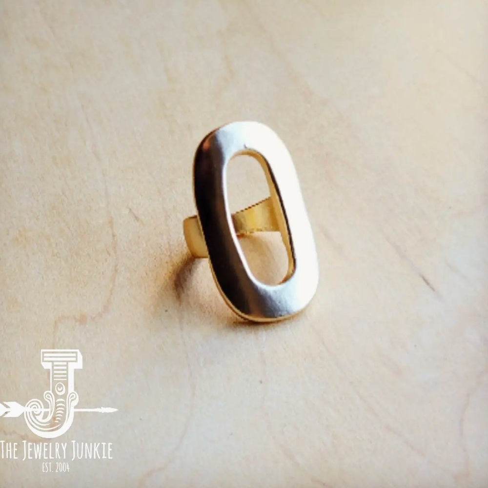Matte Gold Electroplate Oval Ring by The Jewelry Junkie.